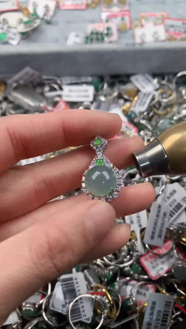 银S925镶嵌戒指翡翠3                             3