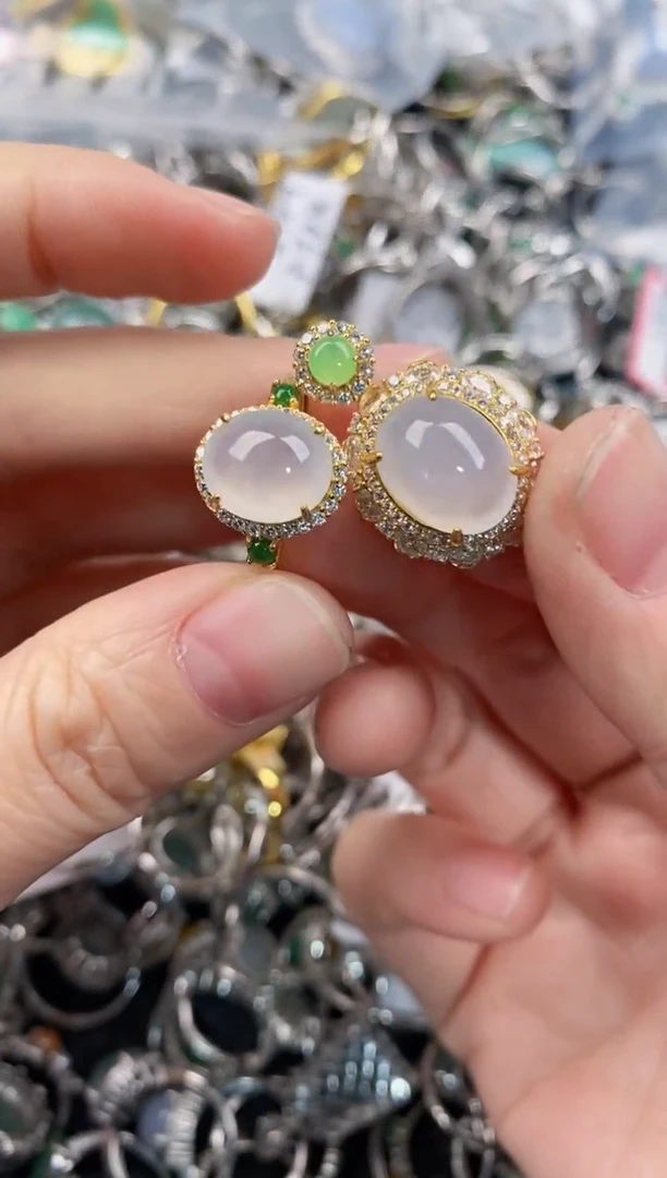 银S925镶嵌戒指翡翠444              10