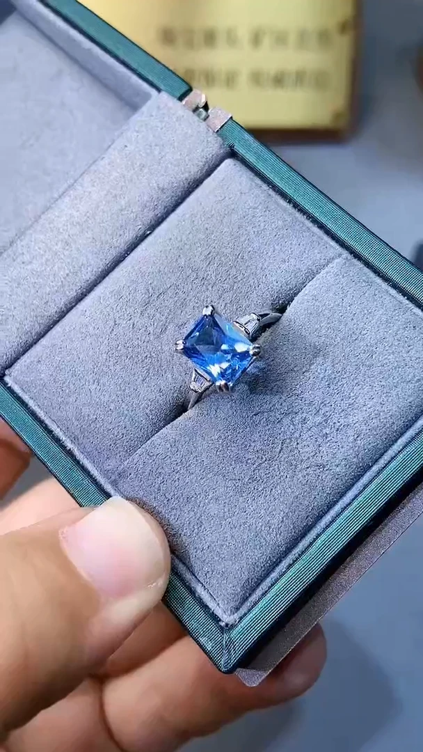 【闪购商品】海蓝宝石戒指银S925镶嵌154