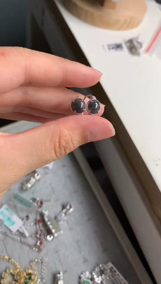 银S925镶嵌戒指翡翠耳饰6