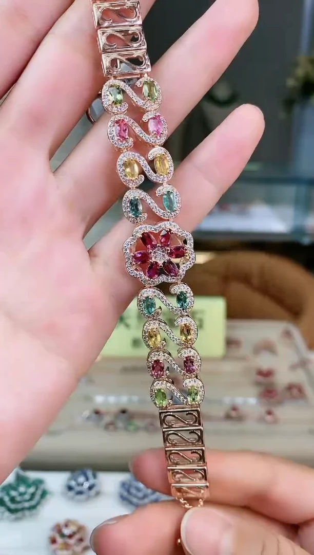 【闪购商品】碧玺手链银S925镶嵌手链