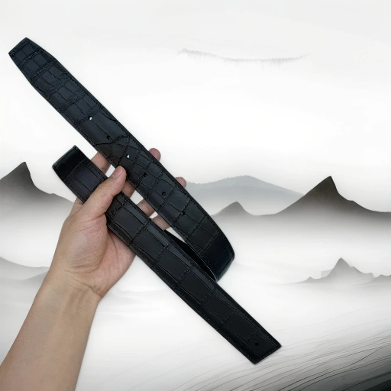 （单腰带）3.8宽鸵鸟皮+鳄鱼皮双面腰带--建