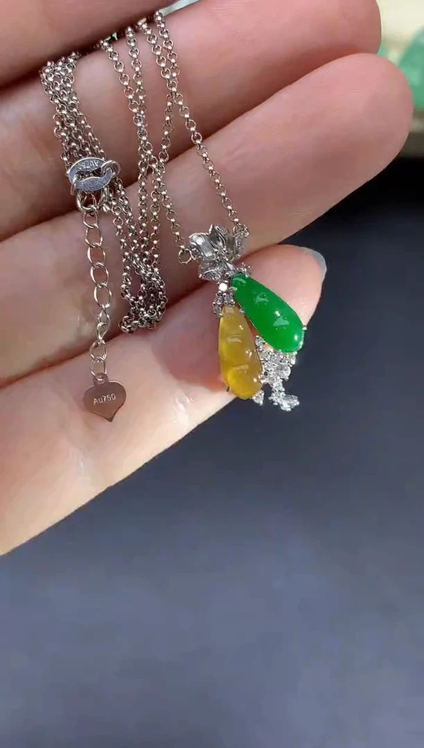 颈饰18K金镶嵌翡翠278-中国好珍宝