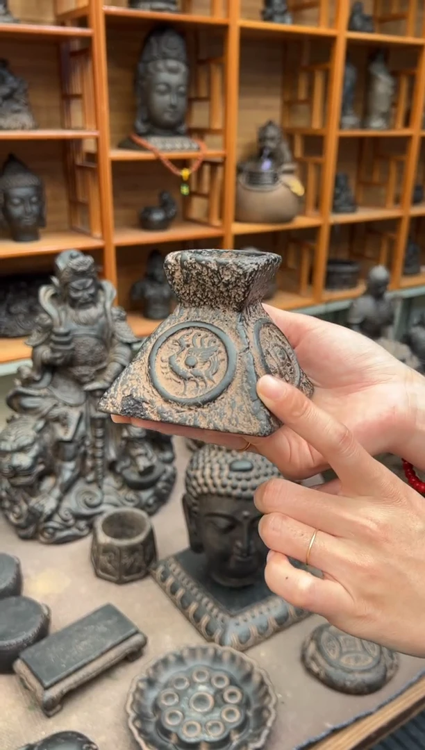 陶土【火山泥】四灵烛台