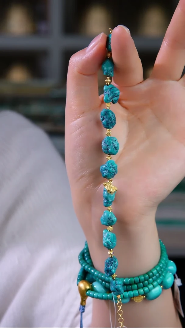 银S925镀金镶嵌绿松石手链多样性发货