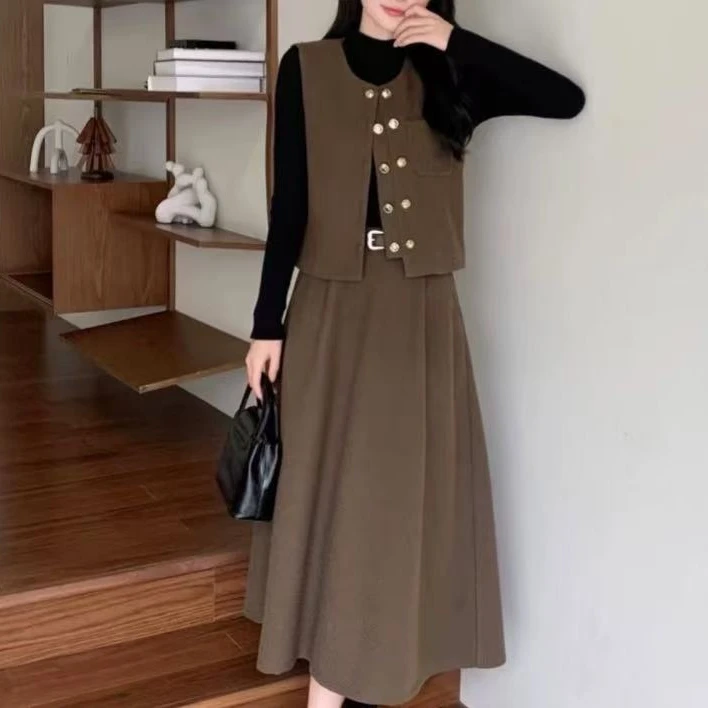 859#小香风秋冬气质温柔风高级感韩系三件套