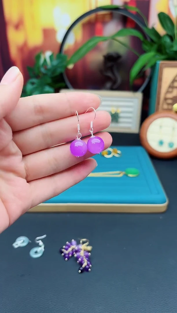 玛瑙/玉髓耳饰银S925镶嵌aa02000