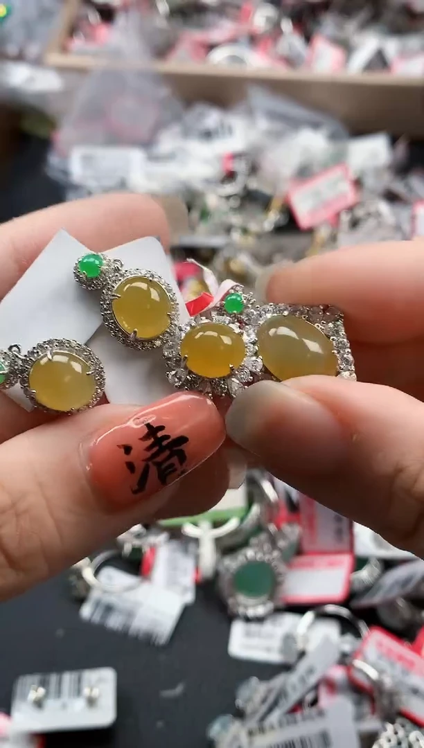 银S925镶嵌戒指翡翠天然A货缅甸翡翠