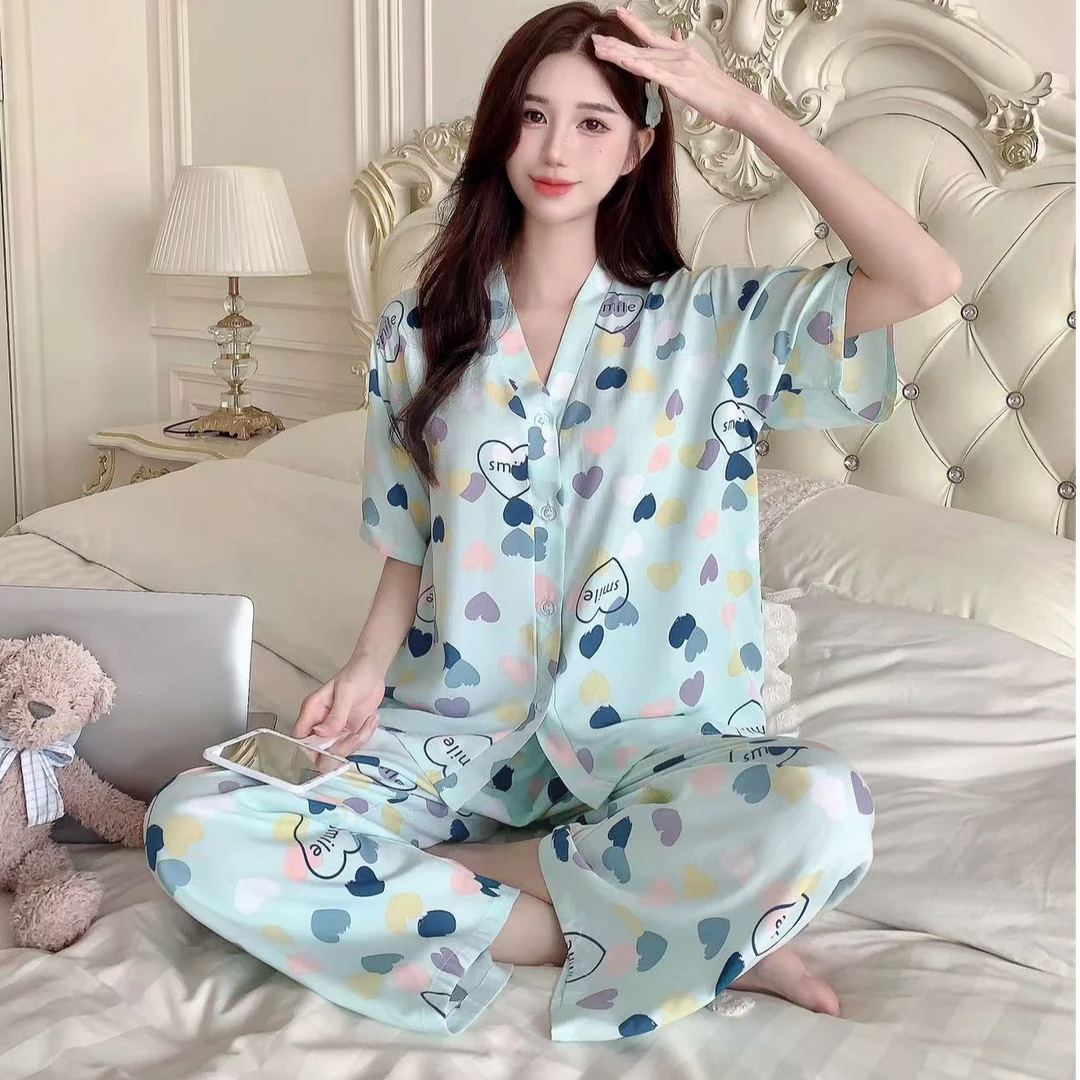 【海派甜心】2025绵绸可爱显瘦夏季家居服女士时尚休闲印花睡衣套装