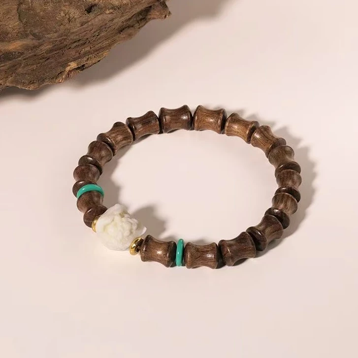 S014 精品手串（无礼盒） 醒狮  花梨 竹节珠