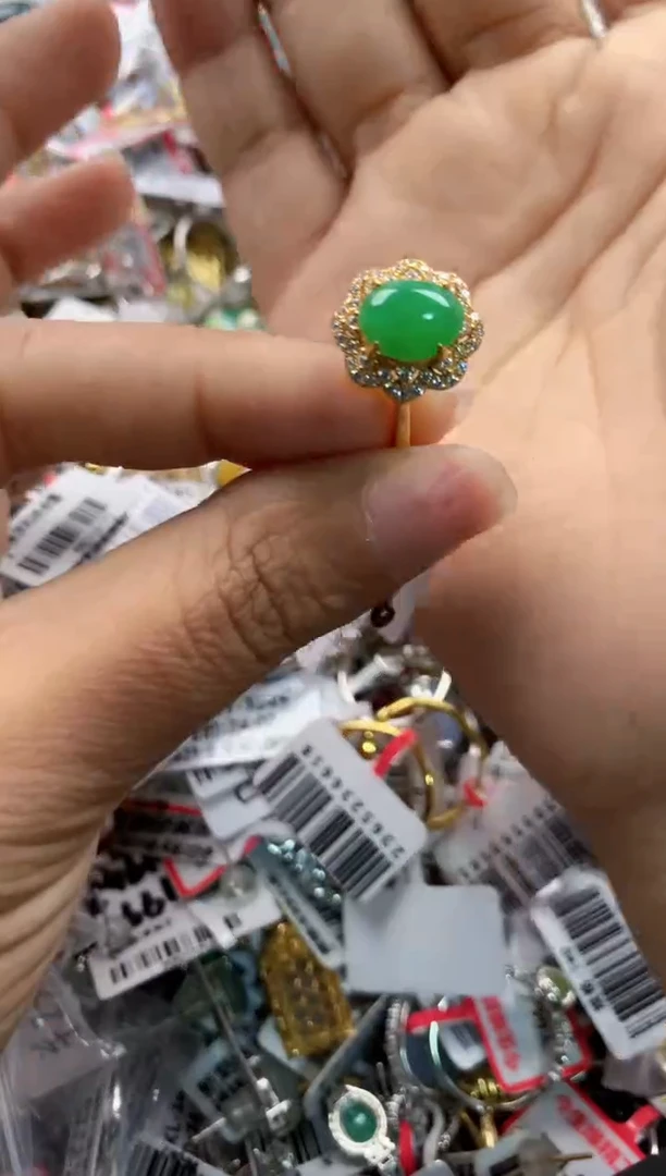 银S925镶嵌戒指翡翠12      9
