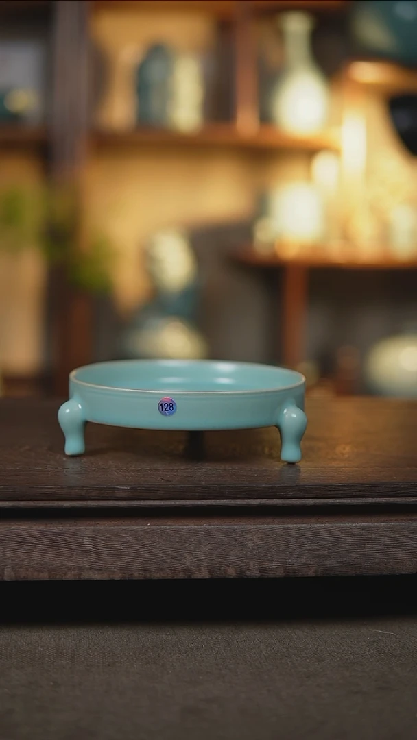 【闪购商品】杯仿古天青三足洗瑕128