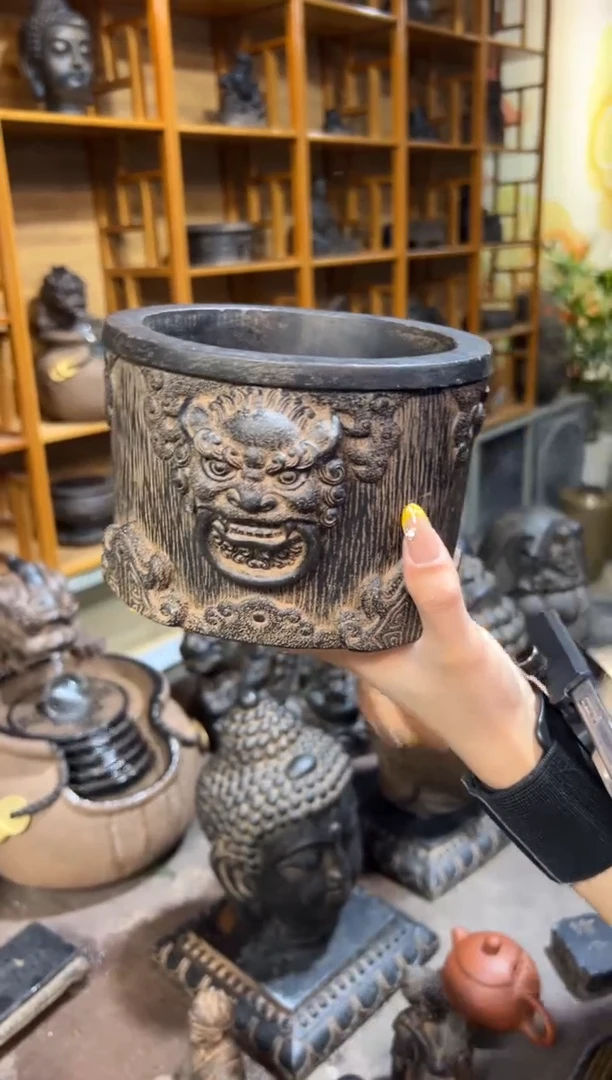 陶土【火山泥】兽头纹鼎