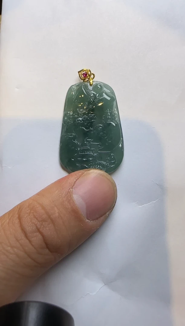 【闪购商品】翡翠吊坠(不含链)未镶嵌翡翠蓝水山水牌一个