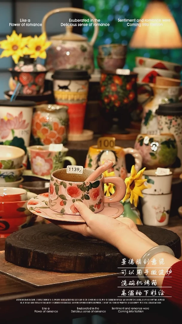 陶瓷景德镇高温釉下彩手工手绘款式@A1139@