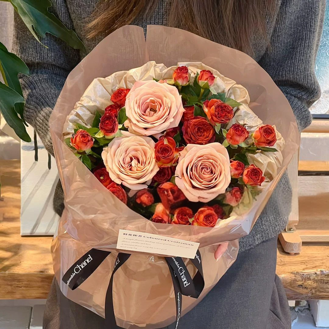 【落日余晖】卡布玫瑰混搭花束鲜花花束同城花店鲜花花束送女友送男友告白生日礼物小时达