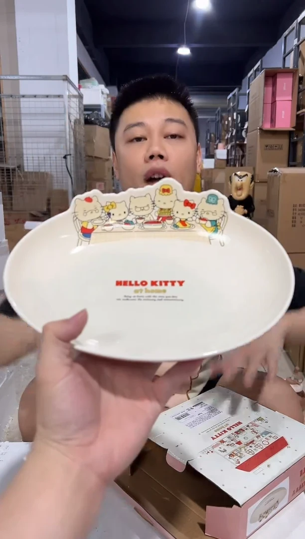 瓷片原盒kt猫一家人合集餐盘