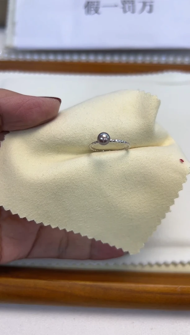 银S925镶嵌戒指淡水珍珠彩戒指6
