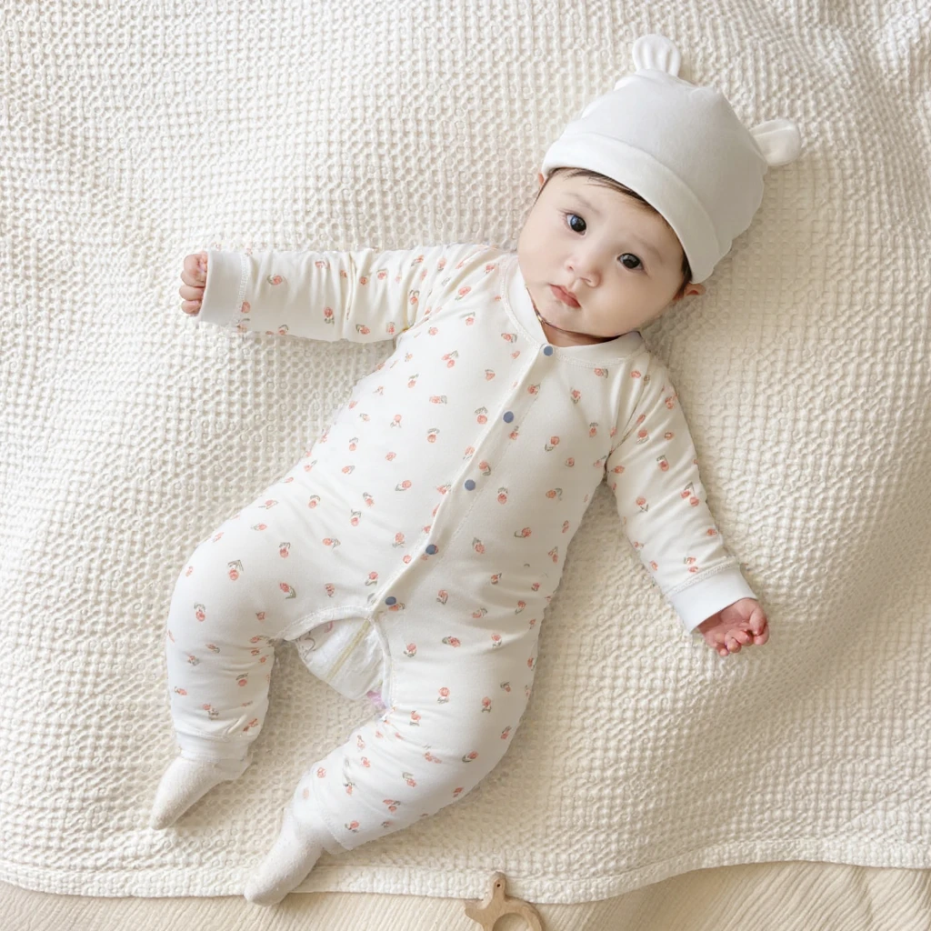 【单层开档】福娃娃秋款纯棉四季款透气保暖婴儿开档宝宝连体衣