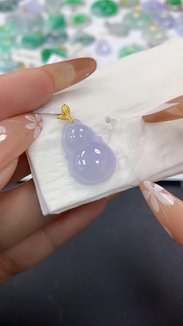 颈饰18K金镶嵌翡翠a货假一赔三支持复检百元上9元证书费自理