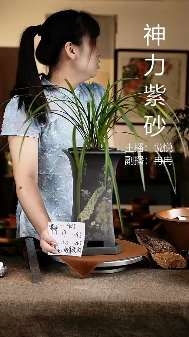 紫砂花盆花卉工艺9015+z天青