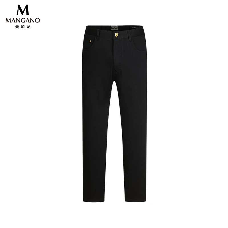 曼加龙春款易打理纯色简约日常直筒长裤男士黑色休闲裤2132225