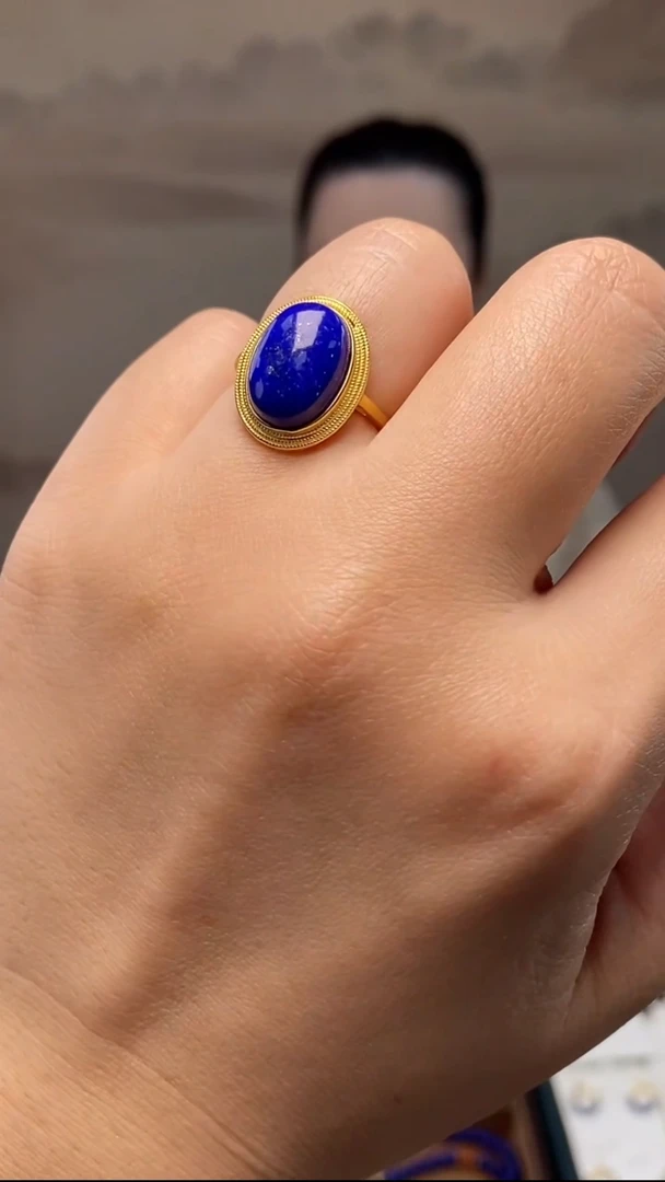 银S925镶嵌青金石戒指JZ3595