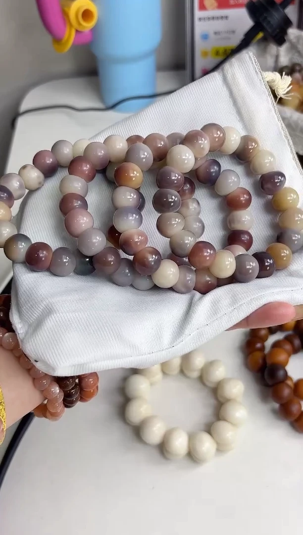 手串菩提根/象牙果沐s43紫美人胖墩儿玉化蒜瓣肠14mm手串