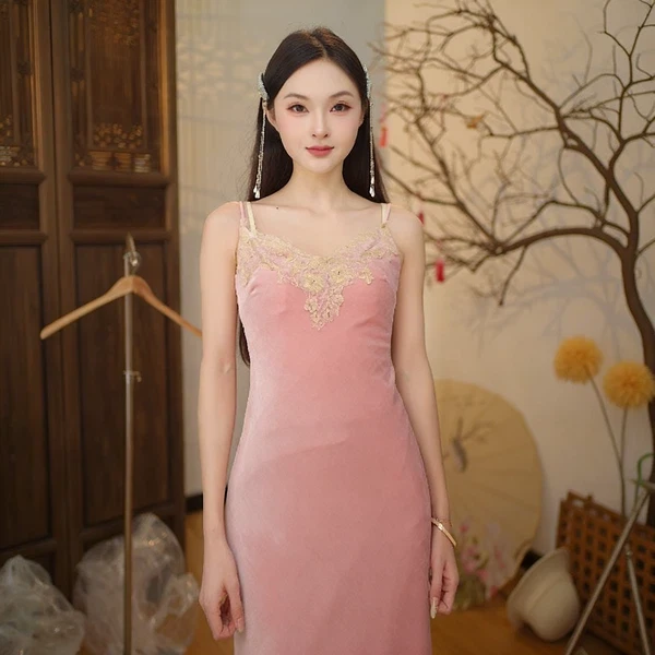 柔云织梦 轻奢新中式国风显瘦女吊带裙2025C2032白桦布卓尔仓