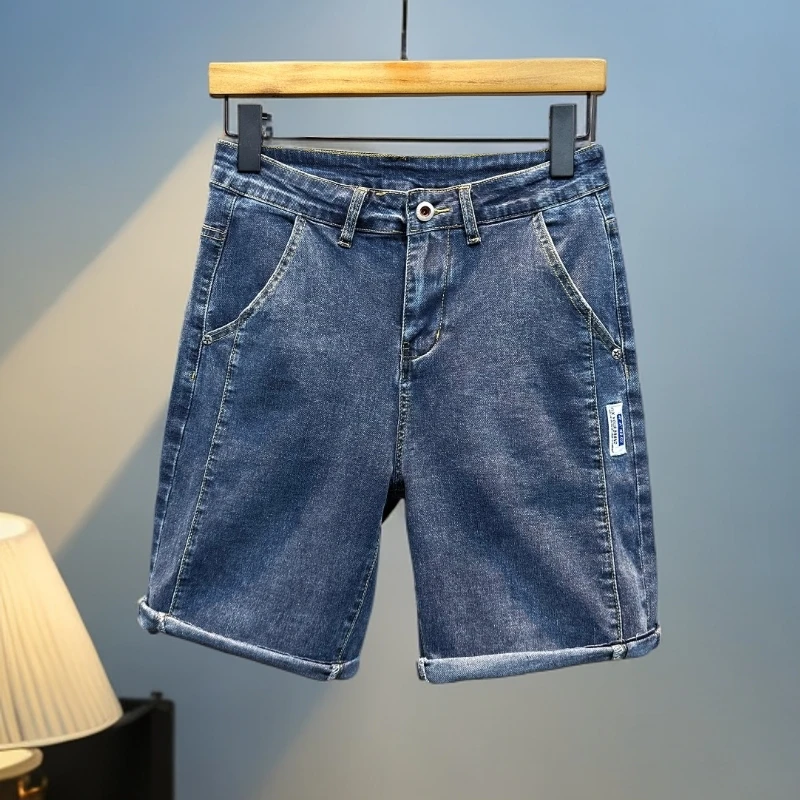 2025新款男牛仔裤子宽松短裤夏季薄款五分裤弹力大码男士直筒中裤