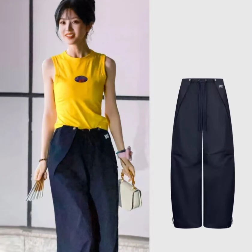 QIANXUN-田曦薇同款早秋休闲百搭直筒女装裤休闲宽松百搭裤-1111