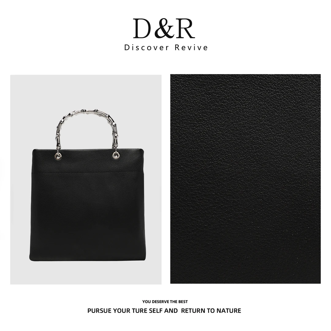 Discover Revive新款时尚手提竹节简约通勤大包包25002-黑