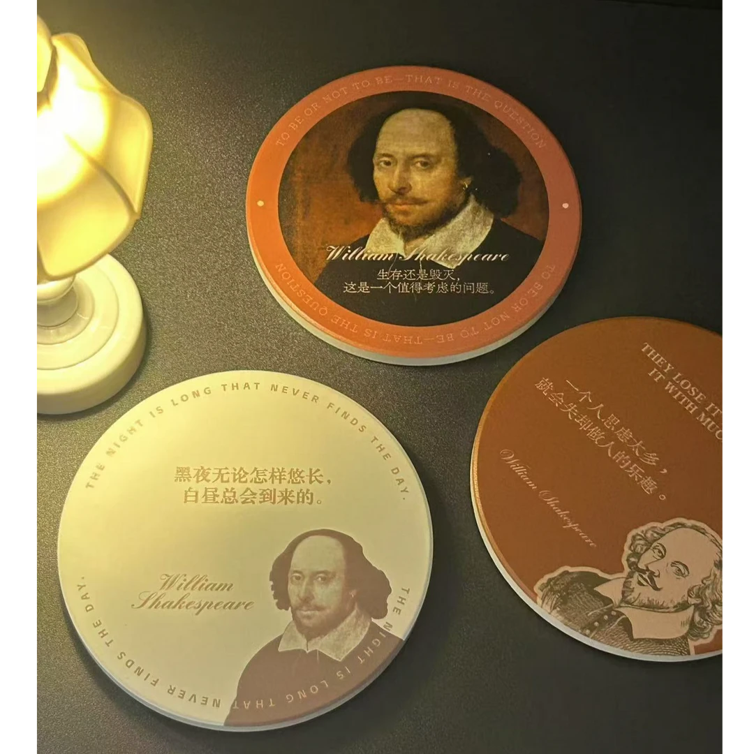 『编译·文创』莎士比亚系列杯垫套装3只  10*0.7cm陶瓷软木材质高级