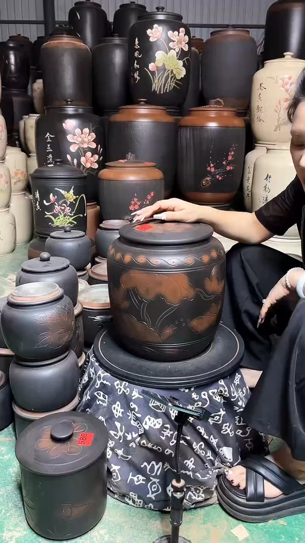 罐完品小茶缸高35cm  荷花