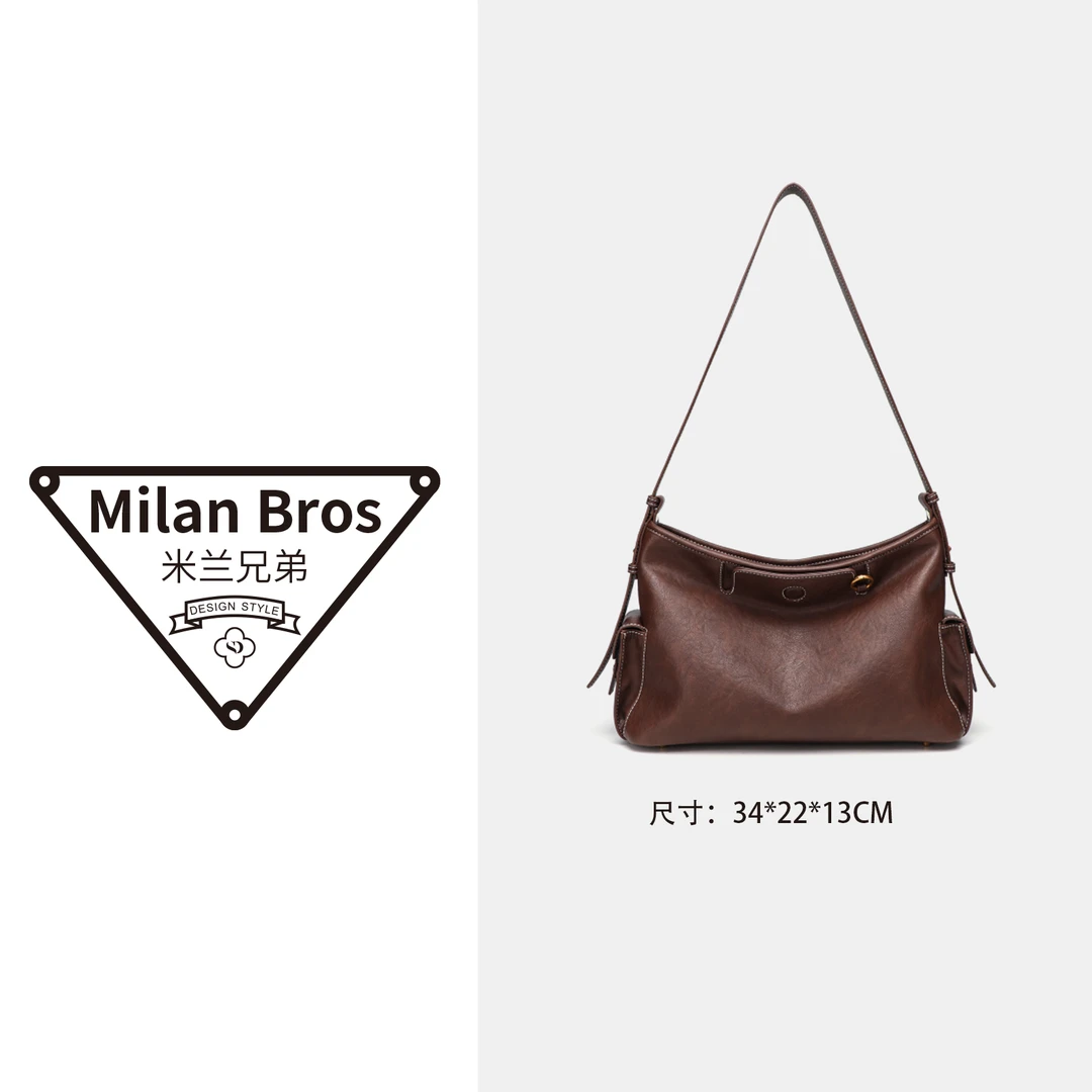 【米兰兄弟】复古植鞣通勤腋下包