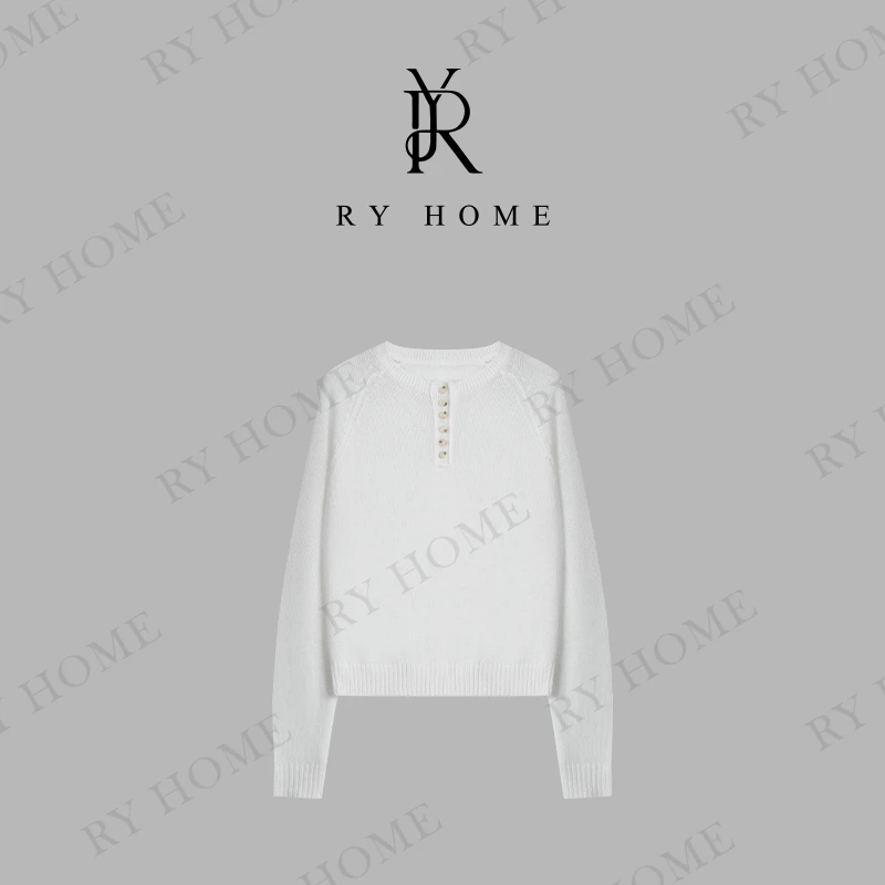 【容雨RYHOME】和纸纱＋半扣长袖套头衫252M2897