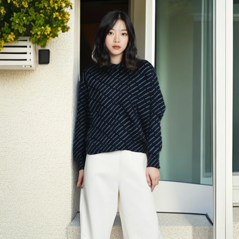 99新 Balenciaga/巴黎世家 /针织衫/logo满印羊毛/36码/0001221