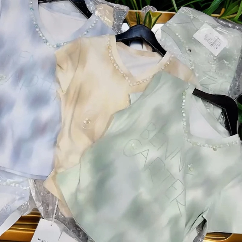 珊姐家甄选极简风常规款重工常规型刺绣T恤卡通短袖时尚女士套装