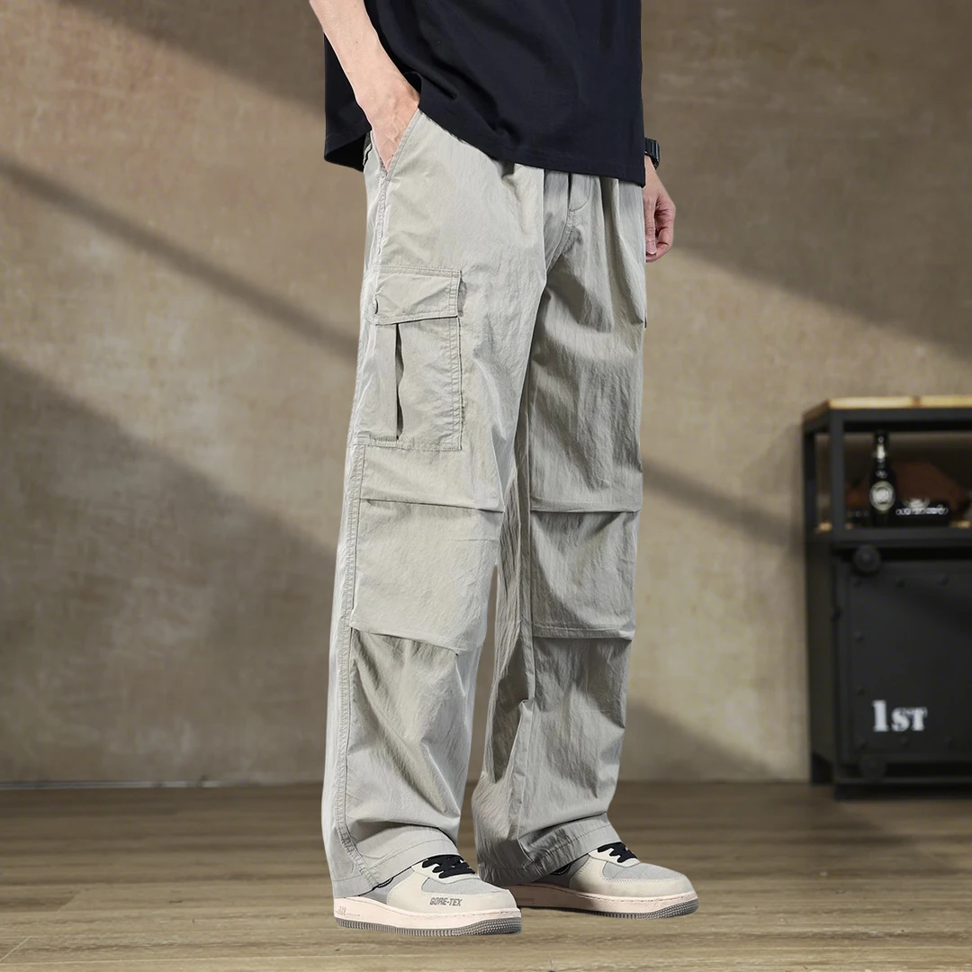 日系机能工装裤男夏季薄款户外速干运动休闲裤子宽松大码直筒长裤