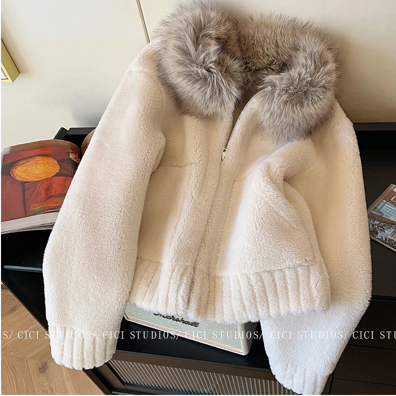 冬季2025新款毛领外套女装气质韩版气质保暖皮毛一体保暖外套上衣