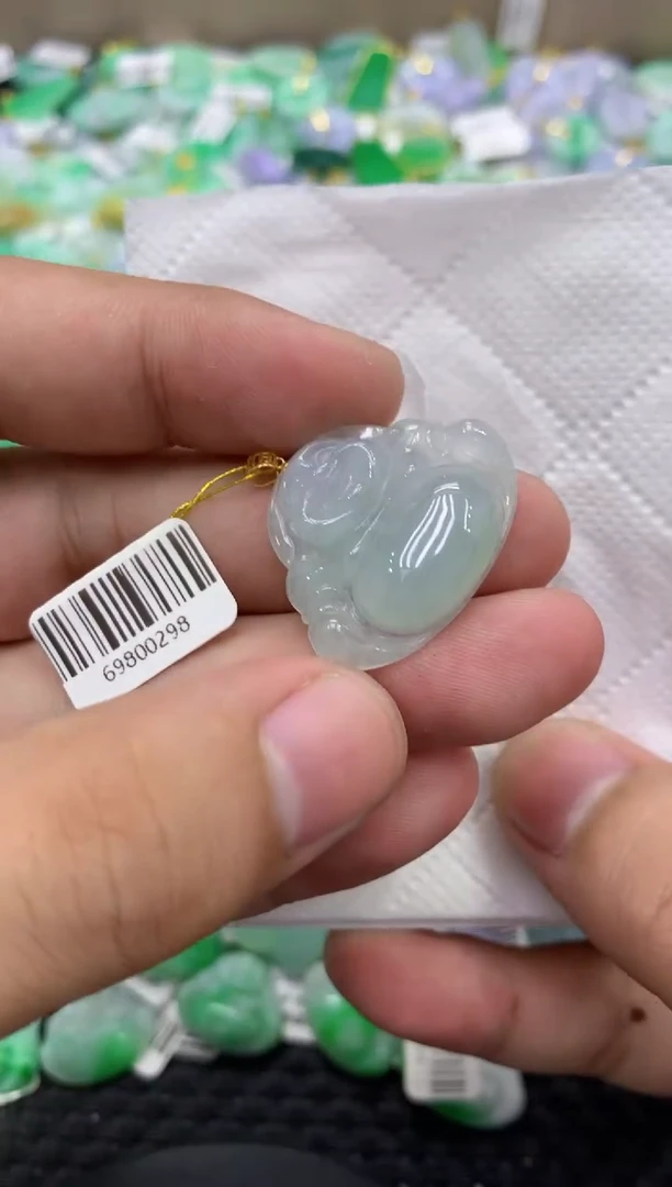 颈饰18K金镶嵌翡翠天然缅甸翡翠A货