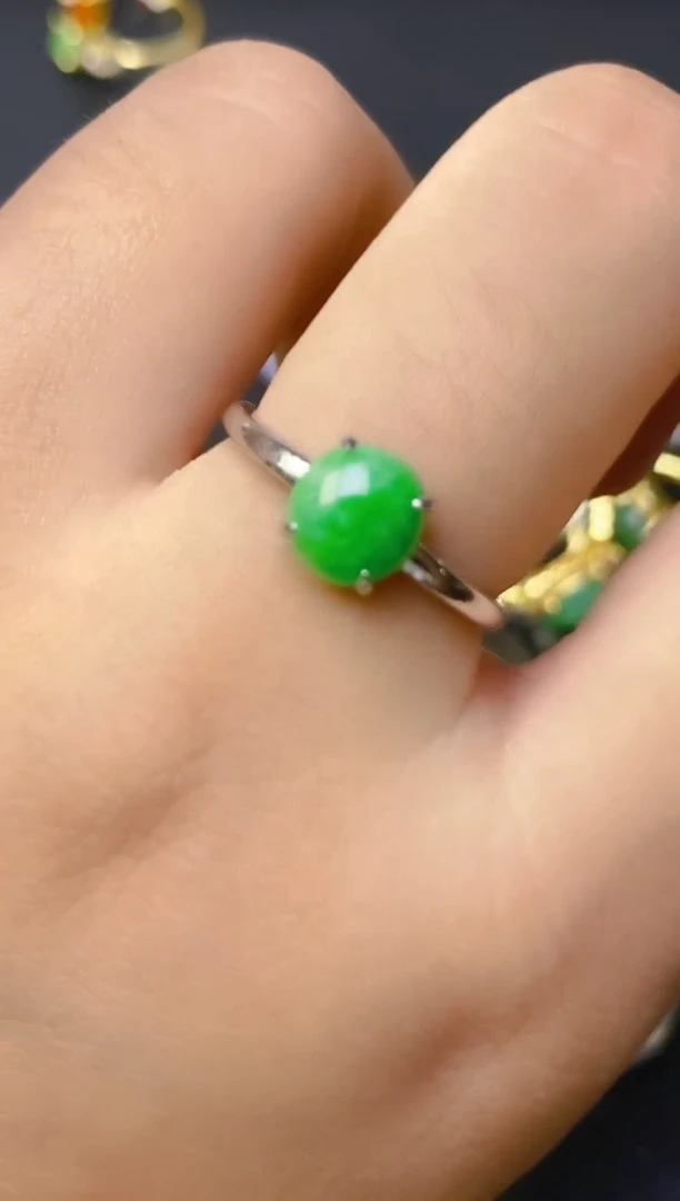 翡翠戒指银S925镶嵌百内无证书
