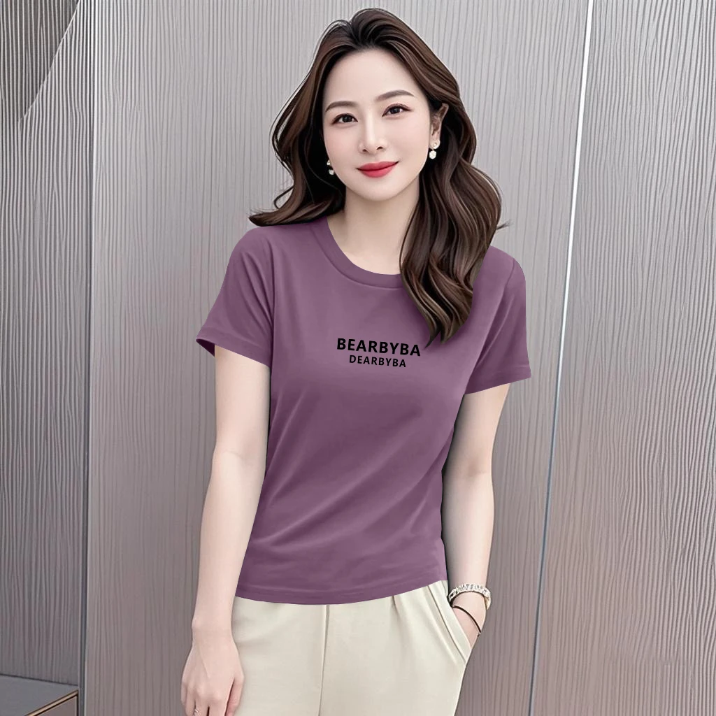 百搭圆领短2025新款夏季宽松大码休闲时尚潮流印花上衣洋气袖t恤