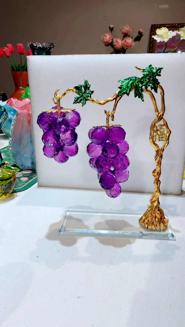 【闪购商品】琉璃手工艺品福字葡萄树摆件