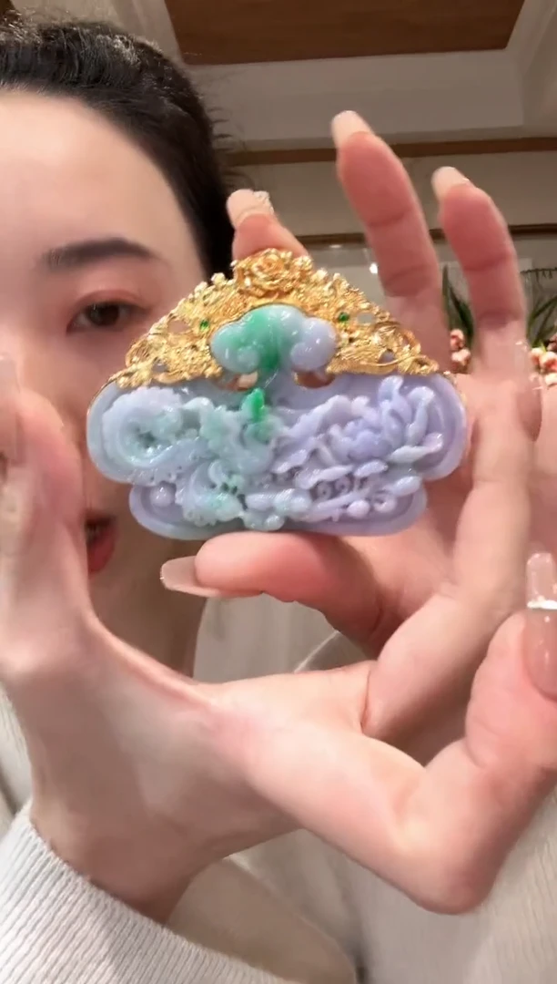 【闪购商品】翡翠颈饰银S925镀金镶嵌国风