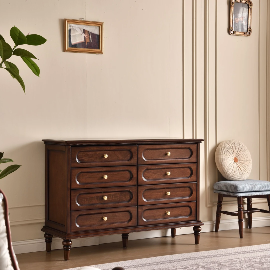 中古风实木八斗柜客厅简约轻奢收纳储物抽屉式