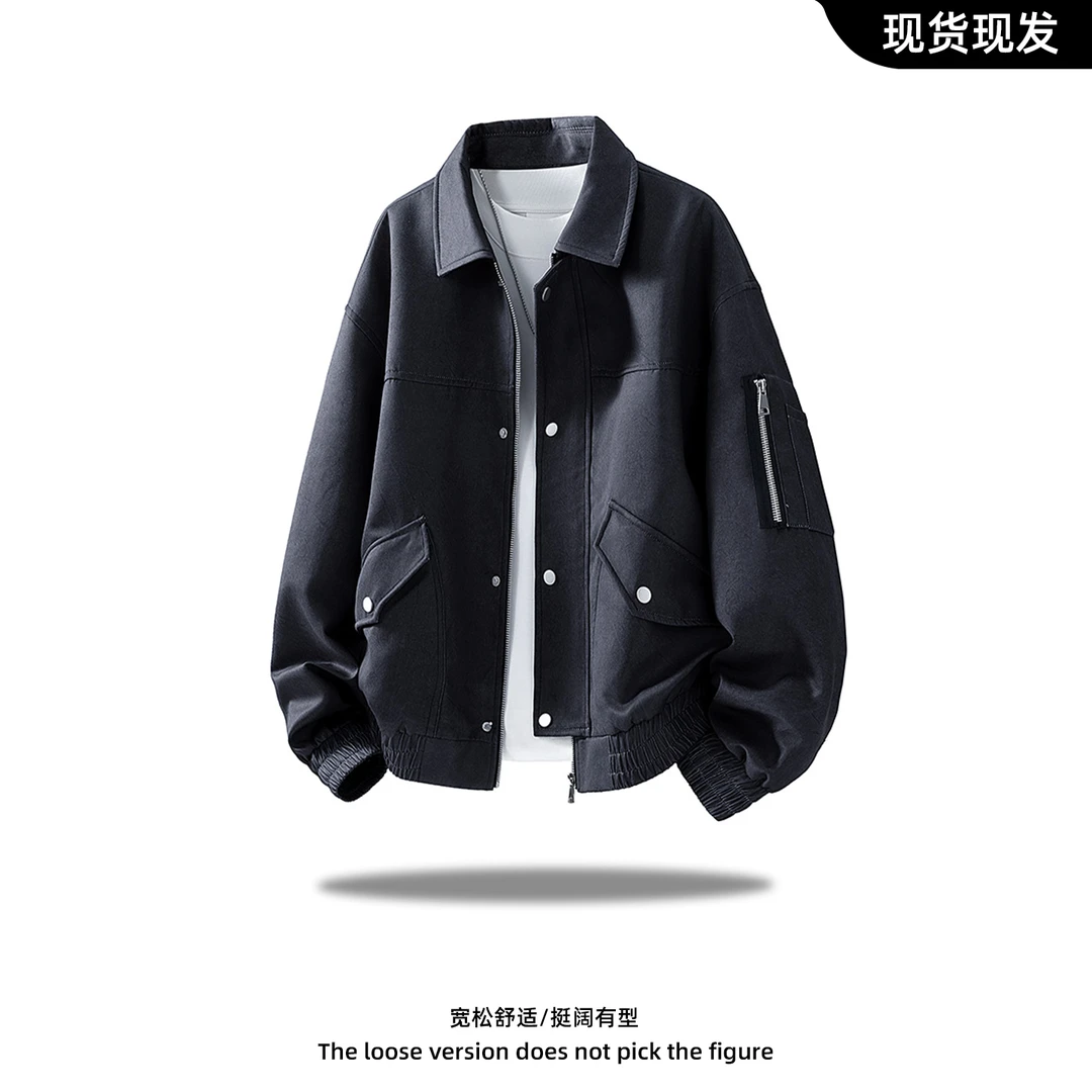 新款大码冲锋夹克校园高级感翻领外套日系潮牌休闲百搭宽松上衣