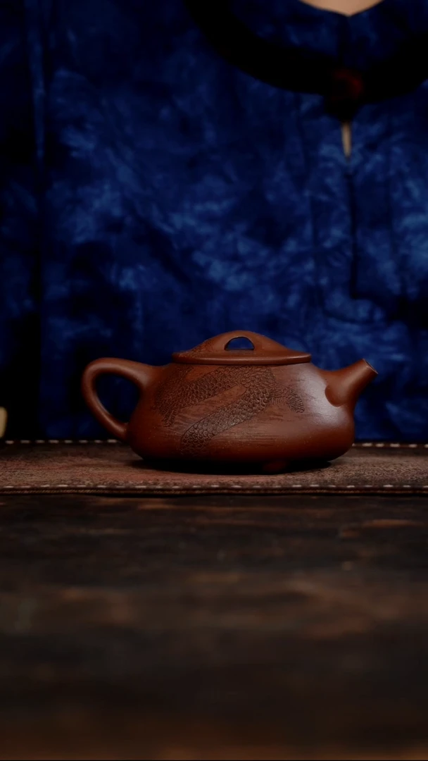 茶杯紫砂非遗茶器-龙行天下石瓢