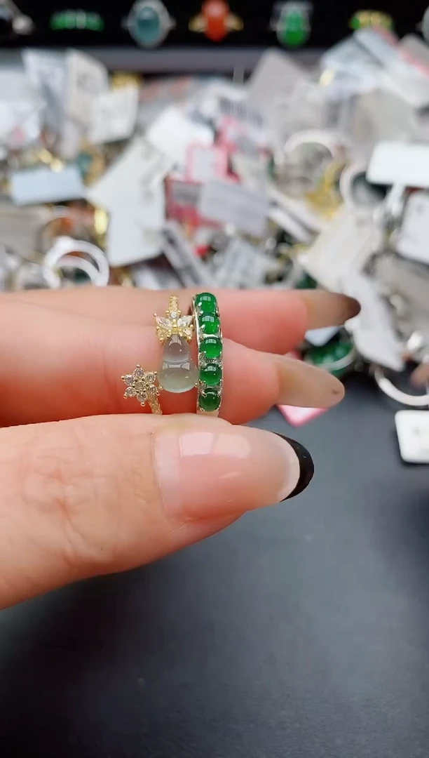 银S925镶嵌戒指翡翠1