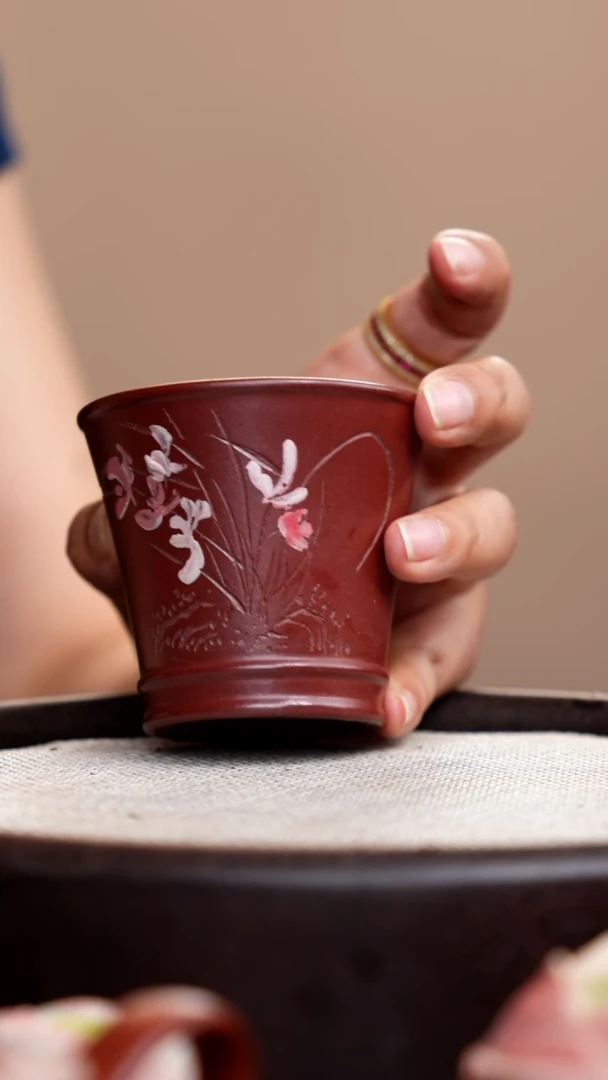 茶壶紫砂紫泥马蹄兰花杯